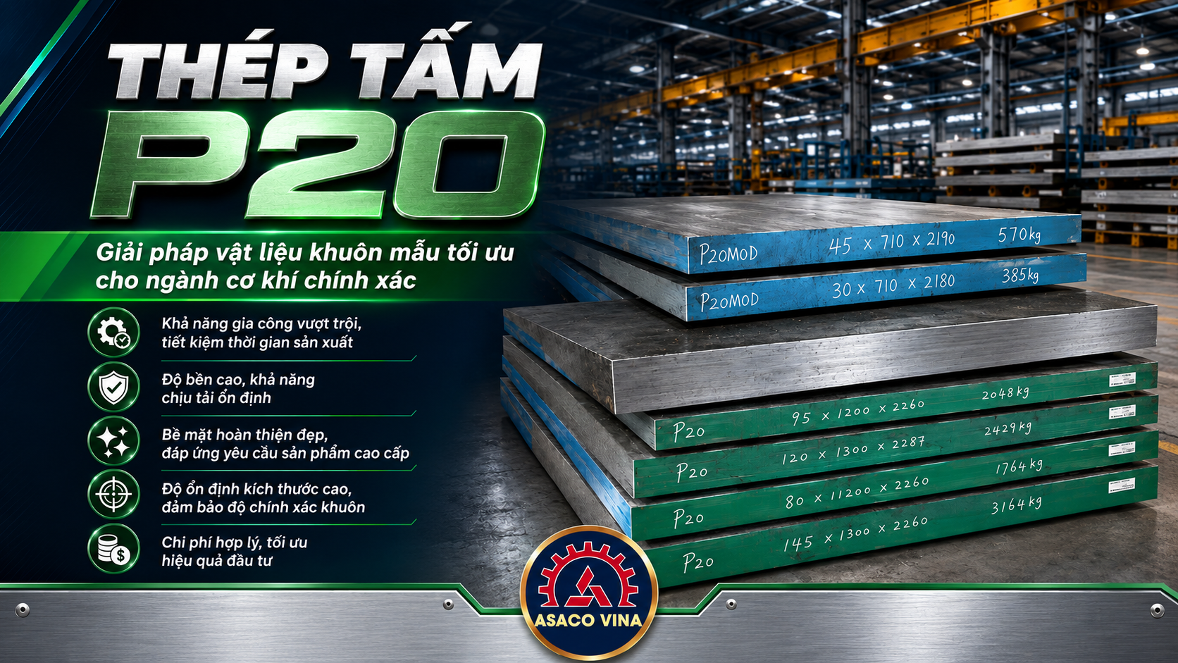 Thép Tấm P20 – Giải pháp vật liệu khuôn mẫu tối ưu cho ngành cơ khí chính xác