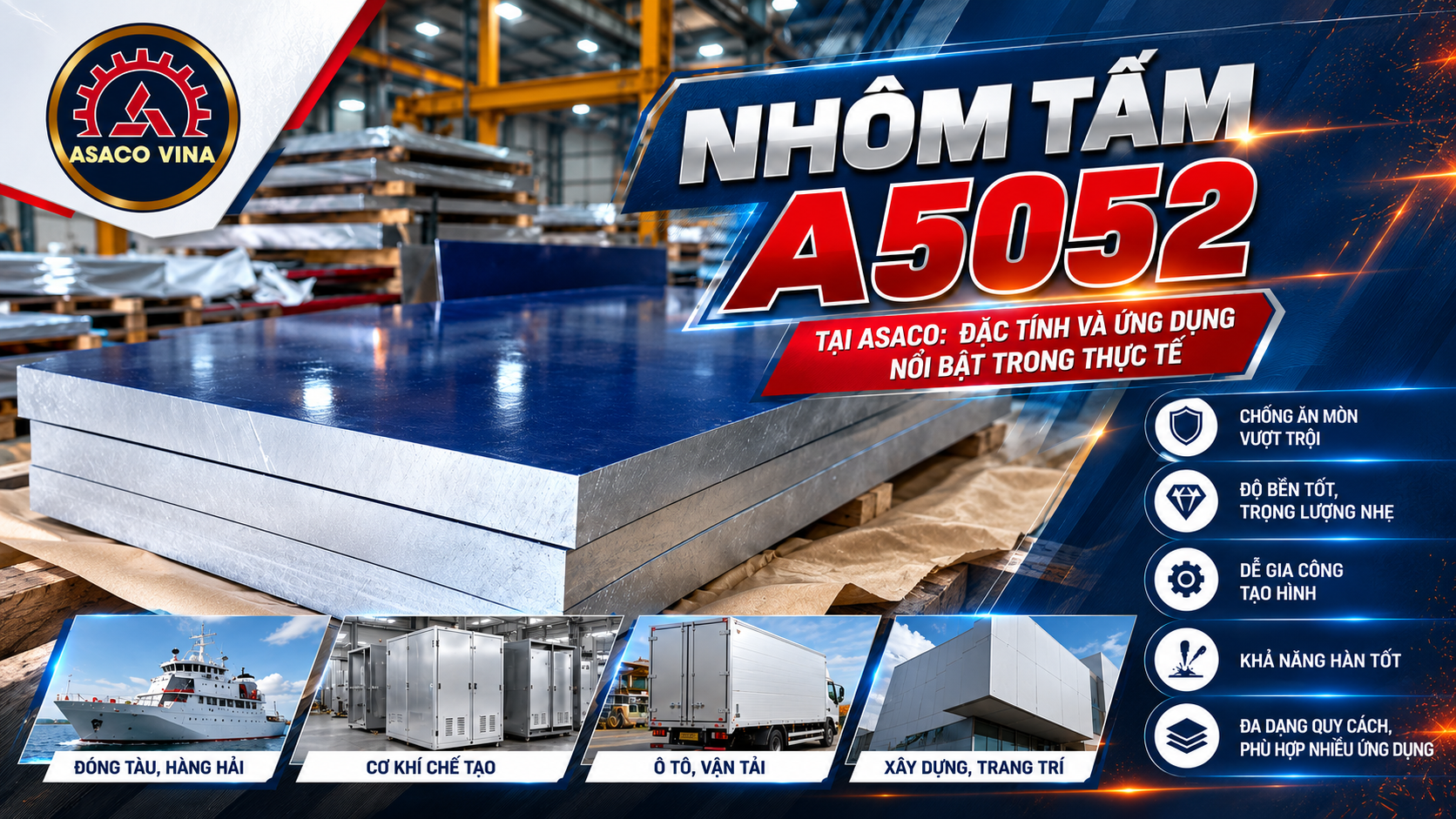 Nhôm Tấm A5052: Đặc Tính Và Ứng Dụng Nổi Bật Trong Thực Tế