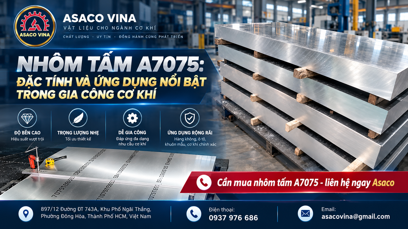 Nhôm tấm A7075: Đặc tính và ứng dụng nổi bật trong gia công cơ khí
